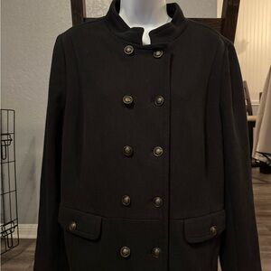 Talbots Black Double-Breasted Pea Coat